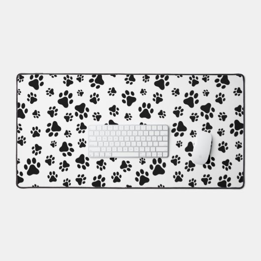 Patroon van poten, hondenpoten, zwart en wit bureaumat (Keyboard & Muis)