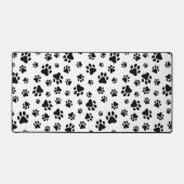 Patroon van poten, hondenpoten, zwart en wit bureaumat (Voorkant)