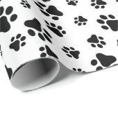 Patroon van poten, hondenpoten, zwart en wit cadeaupapier (Rol Hoek)
