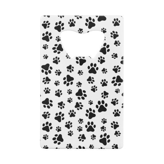 Patroon van poten, hondenpoten, zwart en wit creditkaart flessenopener (Achterkant)
