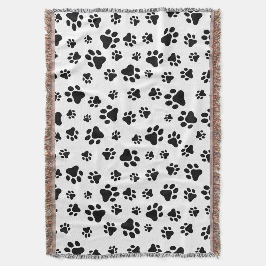 Patroon van poten, hondenpoten, zwart en wit deken (Voorkant Verticaal)