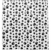 Patroon van poten, hondenpoten, zwart en wit douchegordijn (Voorkant)