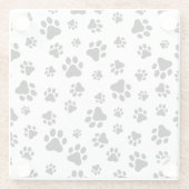 Patroon van poten, hondenpoten, zwart en wit glazen onderzetter (Achterkant)