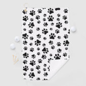 Patroon van poten, hondenpoten, zwart en wit golfhanddoek (Insitu)