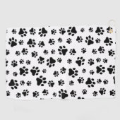 Patroon van poten, hondenpoten, zwart en wit golfhanddoek (Horizontaal)