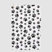 Patroon van poten, hondenpoten, zwart en wit golfhanddoek (Voorkant)