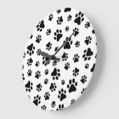 Patroon van poten, hondenpoten, zwart en wit grote klok (Hoek)