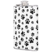 Patroon van poten, hondenpoten, zwart en wit heupfles (Links)