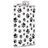 Patroon van poten, hondenpoten, zwart en wit heupfles (Rechts)