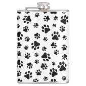 Patroon van poten, hondenpoten, zwart en wit heupfles (Voorkant)