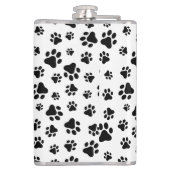 Patroon van poten, hondenpoten, zwart en wit heupfles (Achterkant)
