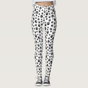 Patroon van poten, hondenpoten, zwart en wit leggings