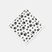Patroon van poten, hondenpoten, zwart en wit servet (Hoek)