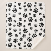 Patroon van poten, hondenpoten, zwart en wit sherpa deken (Voorkant)