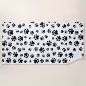 Patroon van poten, hondenpoten, zwart en wit strandlaken (Voorkant)