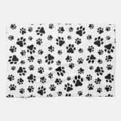 Patroon van poten, hondenpoten, zwart en wit theedoek (Horizontaal)