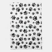 Patroon van poten, hondenpoten, zwart en wit theedoek (Verticaal)