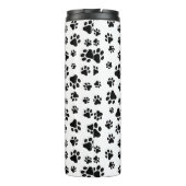 Patroon van poten, hondenpoten, zwart en wit thermosbeker (Achterkant)