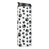 Patroon van poten, hondenpoten, zwart en wit thermosbeker (Geroteerd rechts)
