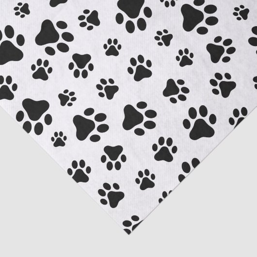 Patroon van poten, hondenpoten, zwart en wit tissuepapier (Detail)