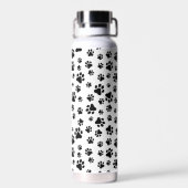 Patroon van poten, hondenpoten, zwart en wit waterfles (Achterkant)