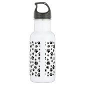 Patroon van poten, hondenpoten, zwart en wit waterfles (Achterkant)
