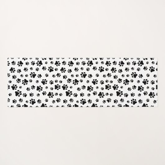 Patroon van poten, hondenpoten, zwart en wit yogamat (Achterkant (horizontaal))