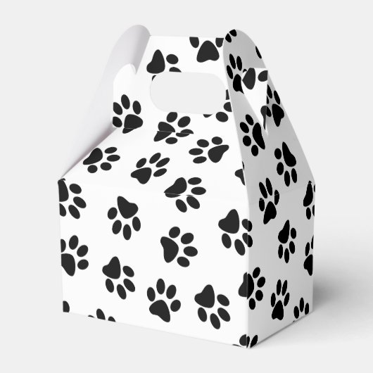 Patroon van poten, hondenpoten, zwarte poten bedankdoosjes (Achterkant)