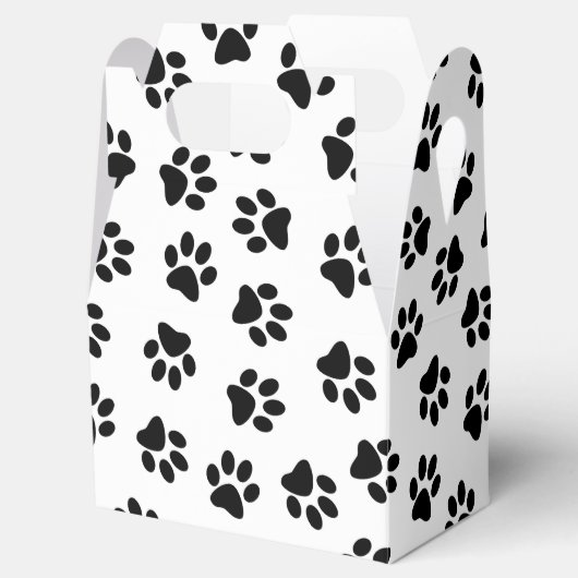 Patroon van poten, hondenpoten, zwarte poten bedankdoosjes (Geopend)