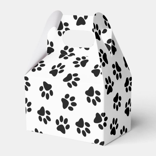 Patroon van poten, hondenpoten, zwarte poten bedankdoosjes (Voorkant Zijde)