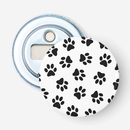 Patroon van poten, hondenpoten, zwarte poten button flesopener (Voorkant)