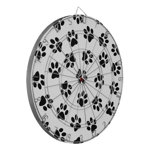 Patroon van poten, hondenpoten, zwarte poten dartbord (Voorkant Links)