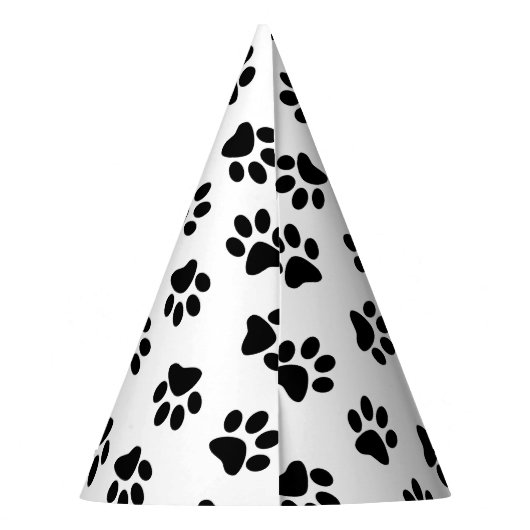 Patroon van poten, hondenpoten, zwarte poten feesthoedjes (Achterkant)