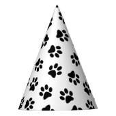 Patroon van poten, hondenpoten, zwarte poten feesthoedjes (Voorkant)