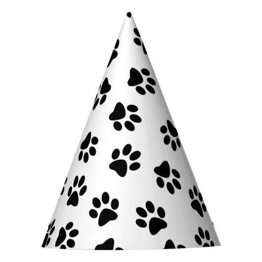Patroon van poten, hondenpoten, zwarte poten feesthoedjes (Voorkant)
