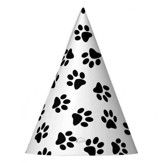 Patroon van poten, hondenpoten, zwarte poten feesthoedjes (Links)