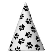Patroon van poten, hondenpoten, zwarte poten feesthoedjes (Rechts)