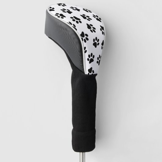 Patroon van poten, hondenpoten, zwarte poten golfheadcover (Schuin)