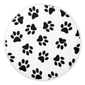 Patroon van poten, hondenpoten, zwarte poten keramische knop (Voorkant)