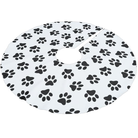 Patroon van poten, hondenpoten, zwarte poten kerstboom rok (Gekanteld)