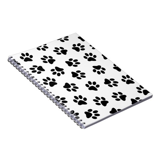 Patroon van poten, hondenpoten, zwarte poten notitieboek (Rechterzijde)