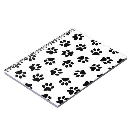Patroon van poten, hondenpoten, zwarte poten notitieboek (Linkerzijde)