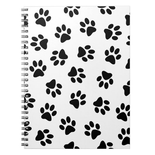 Patroon van poten, hondenpoten, zwarte poten notitieboek (Voorkant)