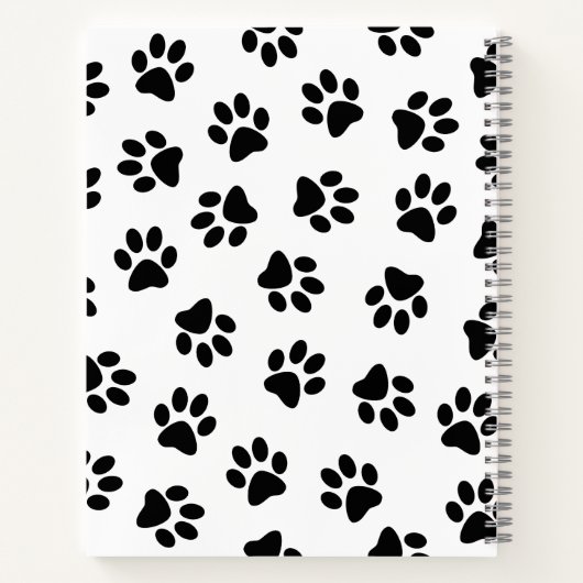 Patroon van poten, hondenpoten, zwarte poten notitieboek (Achterkant)