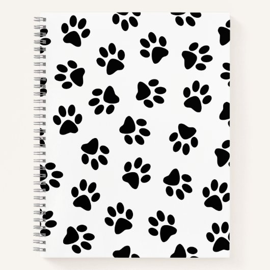 Patroon van poten, hondenpoten, zwarte poten notitieboek (Voorkant)