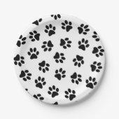 Patroon van poten, hondenpoten, zwarte poten papieren bordje (Voorkant)