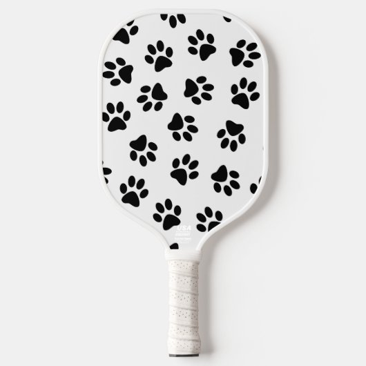 Patroon van poten, hondenpoten, zwarte poten pickleball paddle (Voorkant)