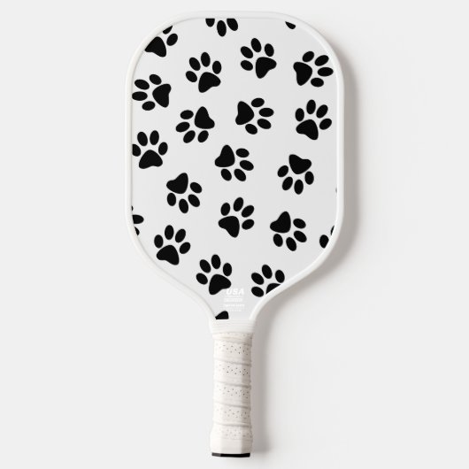 Patroon van poten, hondenpoten, zwarte poten pickleball paddle (Achterkant)