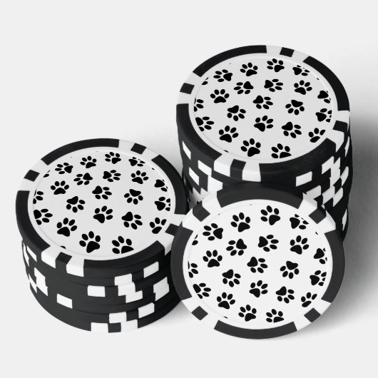 Patroon van poten, hondenpoten, zwarte poten poker chips (Opstapeling)
