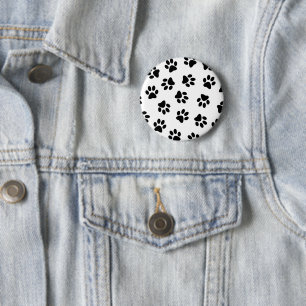 Patroon van poten, hondenpoten, zwarte poten ronde button 5,7 cm